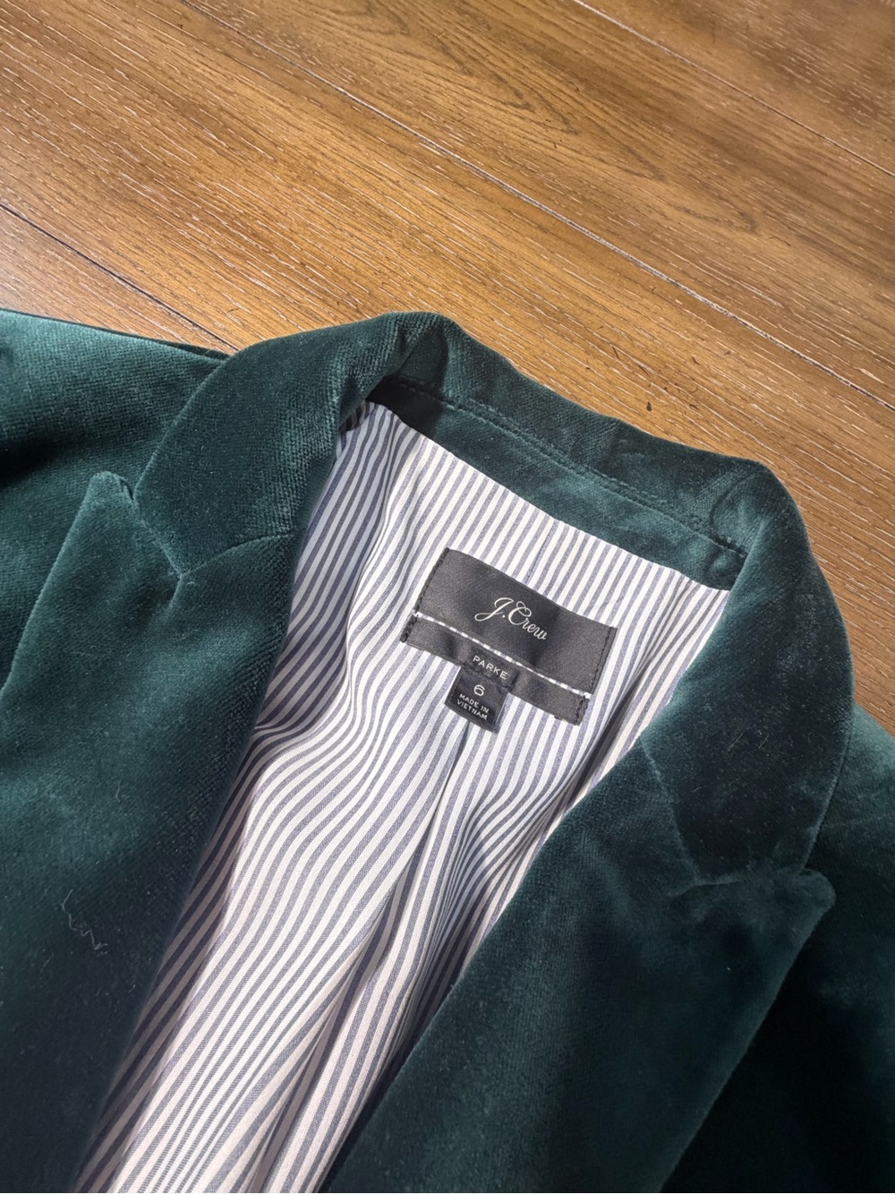 J. Crew Parke Velvet Single-Button Blazer - Teal Green size 6 - Picture 2 of 4